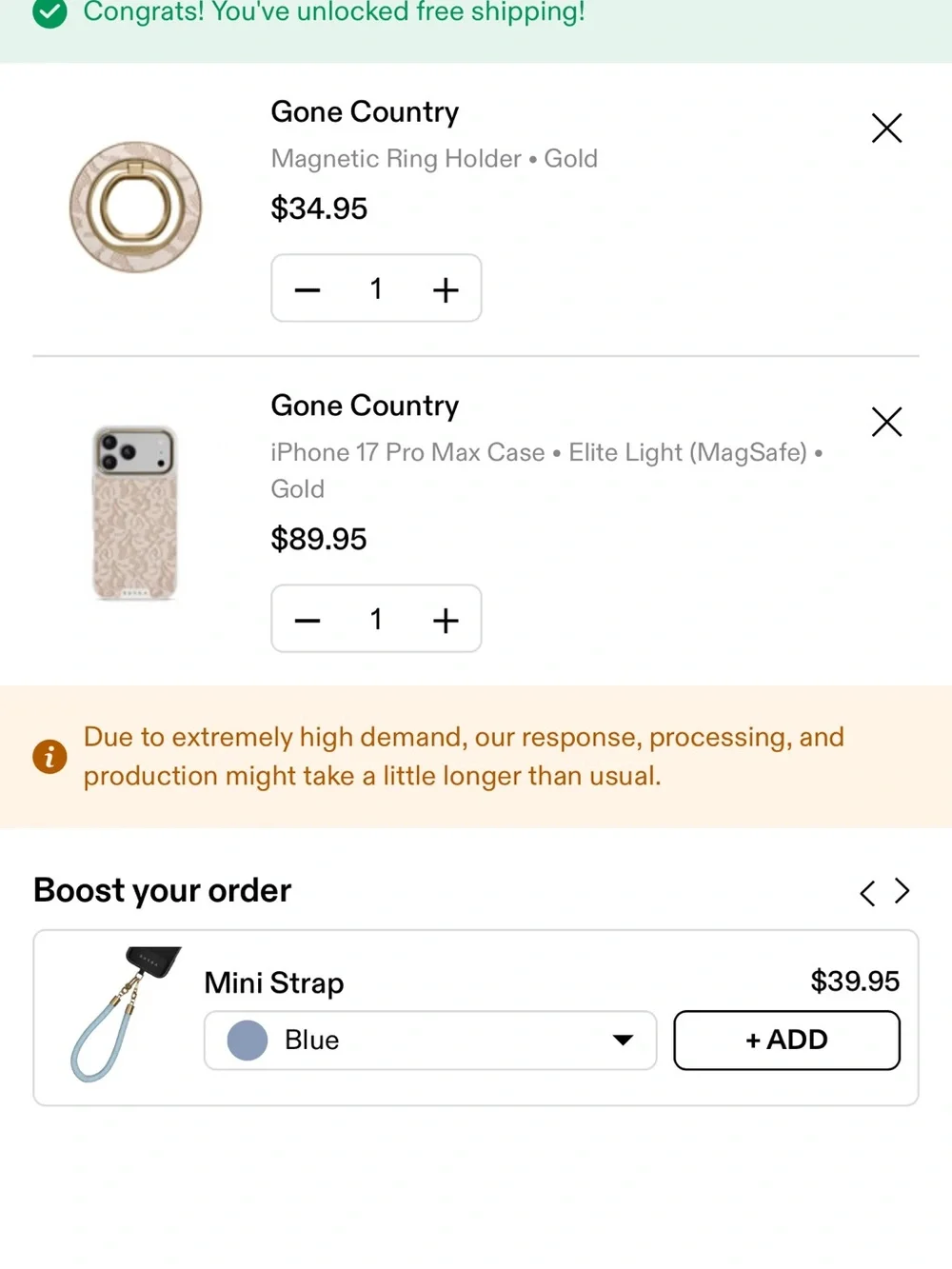Burga “Gone Country” IPhone 17 Pro phone case and ring